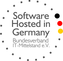 Logo des Zertifikats: Software Hosted in Germany