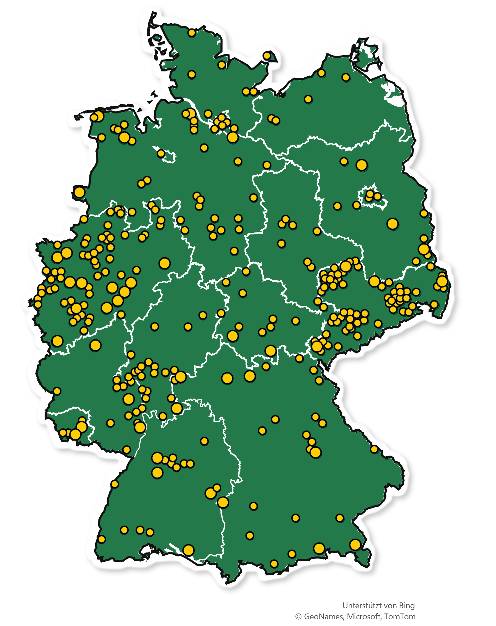 Deutschlandkarte mit Markierungen zu Kasaia-Kunden